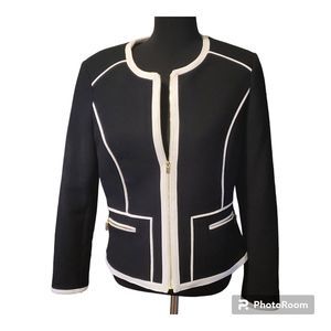Calvin Klein Black And White Zippered Jacket Size 12